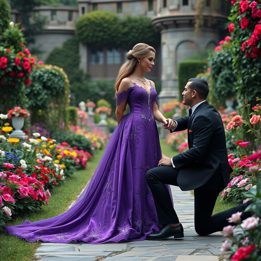 Regal Romance in a Fantastical Castle Garden