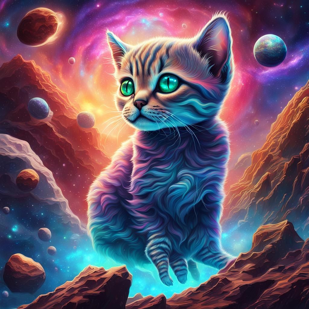 Alien Kitten's Cosmic Asteroid Adventure