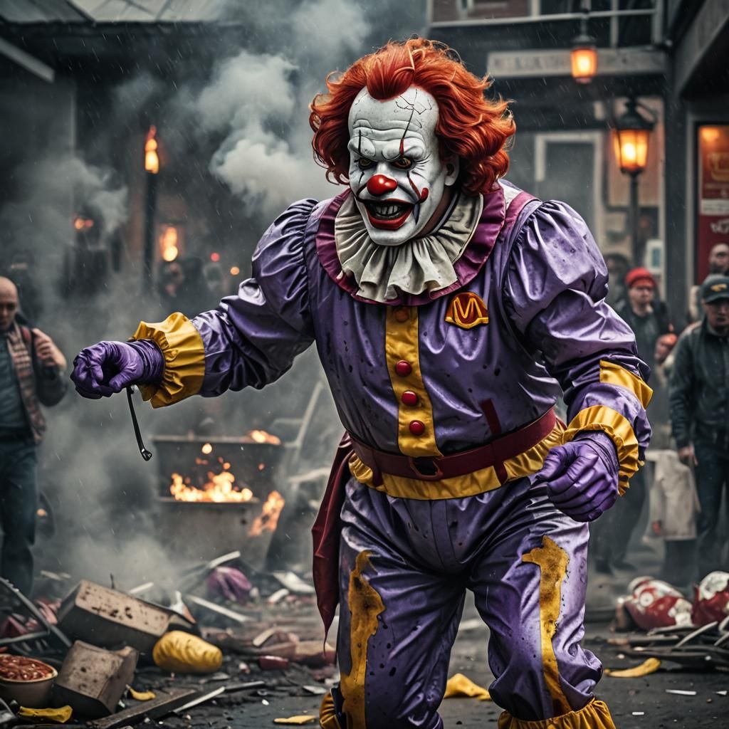 Hyperrealistic Ronald McDonald vs Grimace Fight