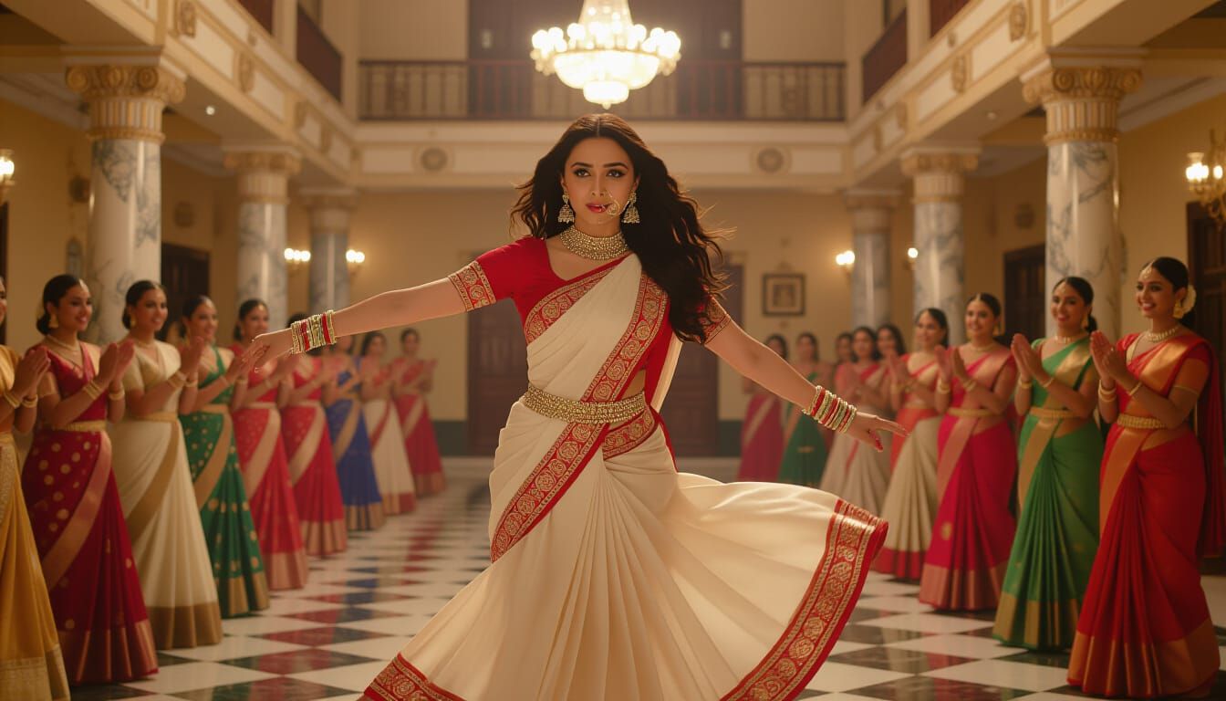 Dynamic Garba Dance in Ornate Indian Setting