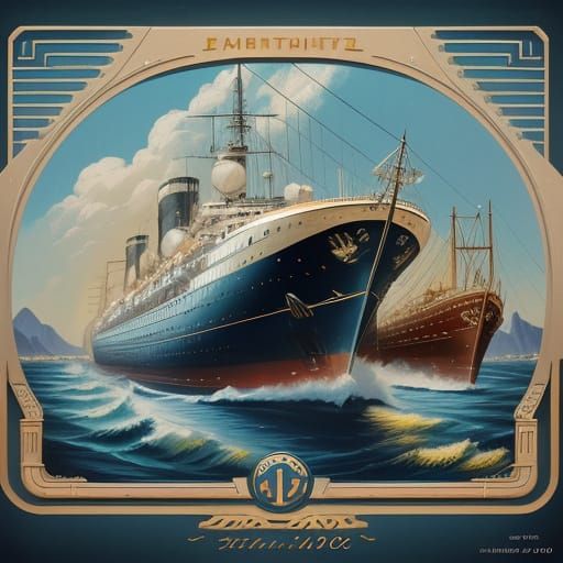 Retrofuturistic Transatlantic Liner in Art Deco Style