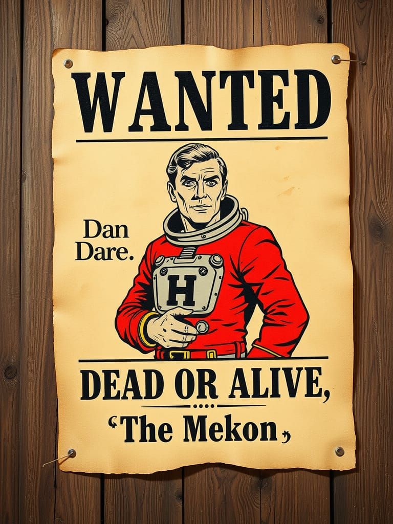 Dan Dare Wanted Poster in Woodcut Style