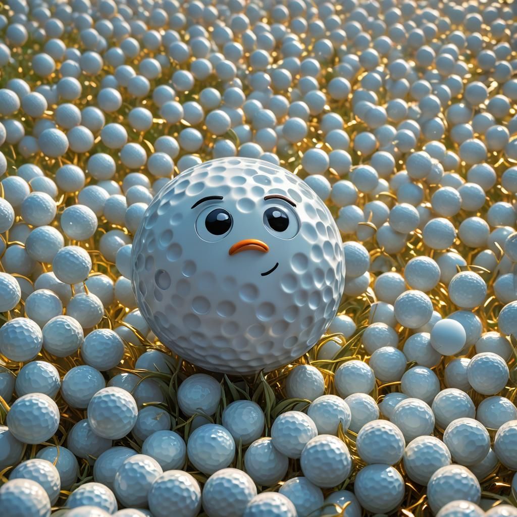 Cute Golf Ball Creature in Whimsical 3D Art