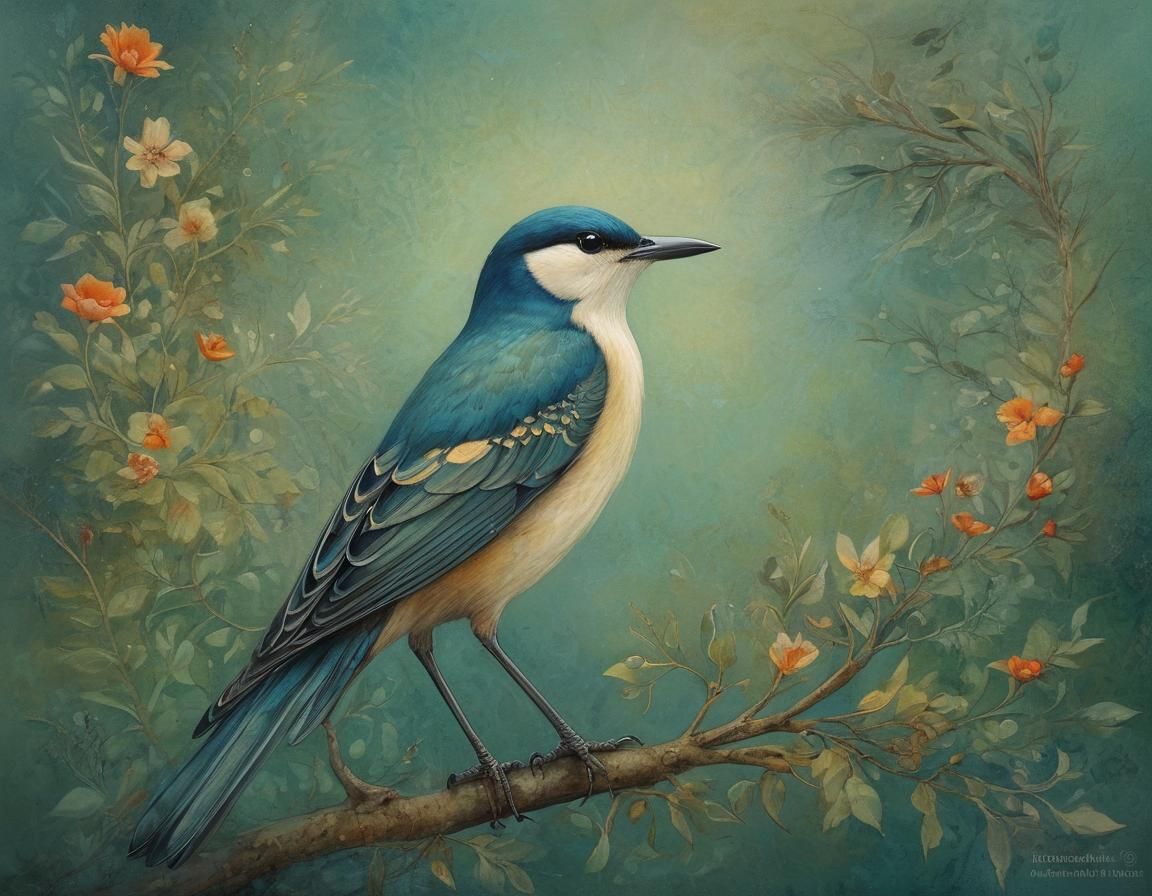 Colorful Bird in Expressionist Style