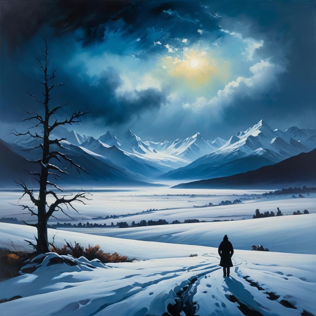 Snowy Plains: Atmospheric Landscape Painting in Oils