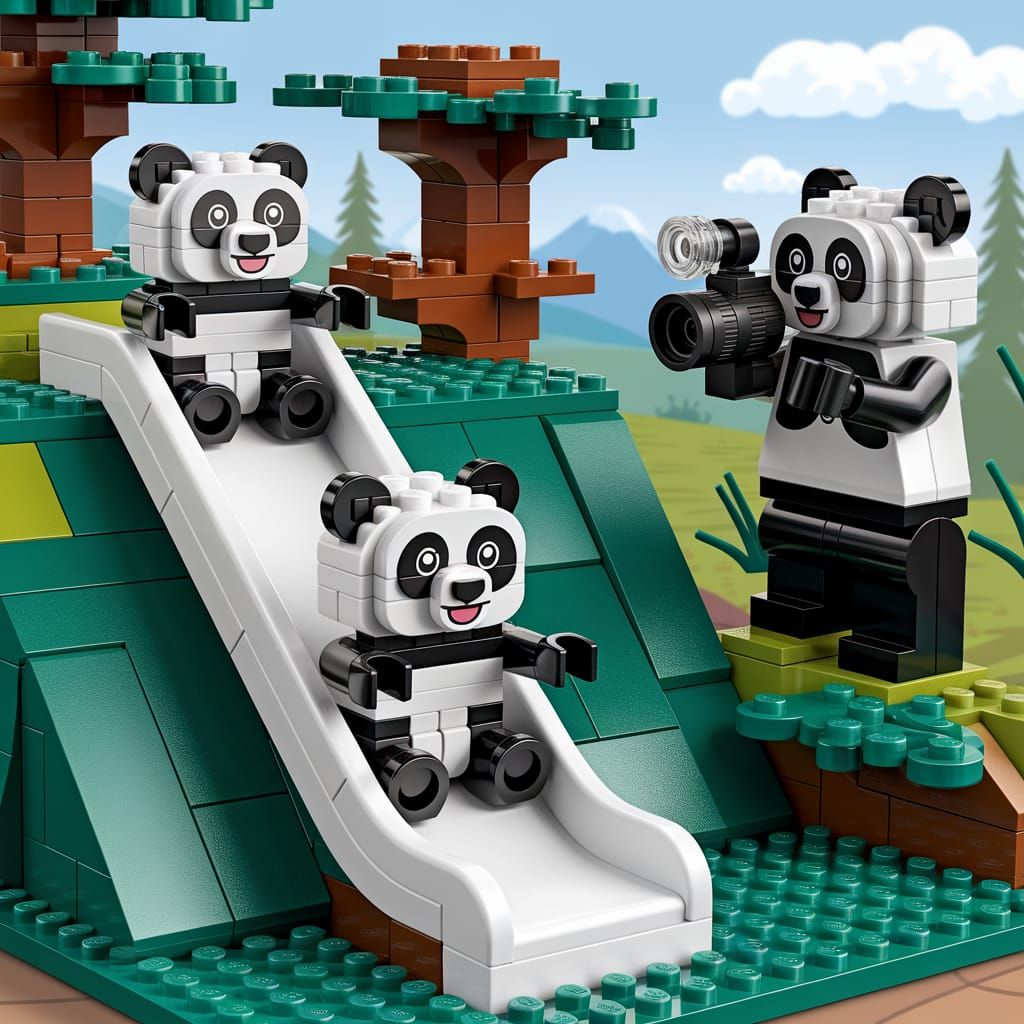 Lego Pandas in Vibrant Toy Photography