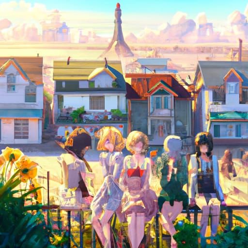 Anime Girls in Studio Ghibli Style