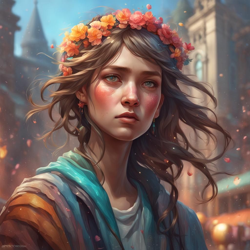 Detailed Portrait of Girl with Faraway Eyes