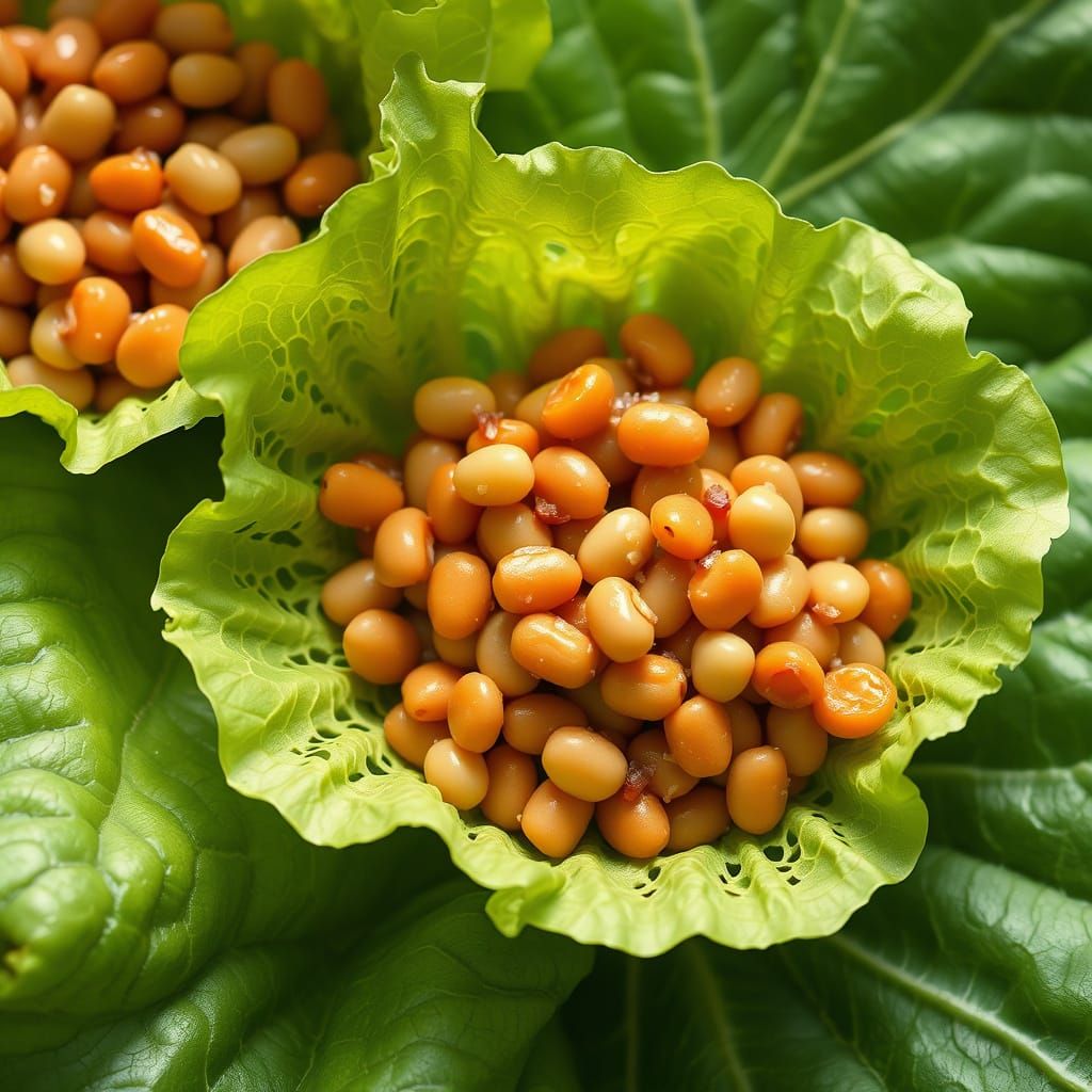 Baked Beans on Lettuce in Whimsical Style