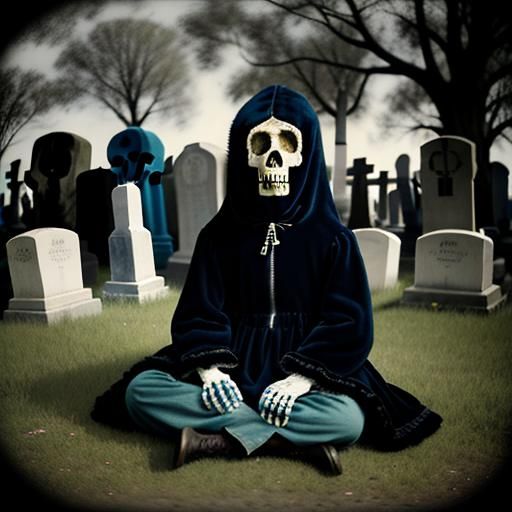 Vintage Photo of Plush Monster in Cemetery