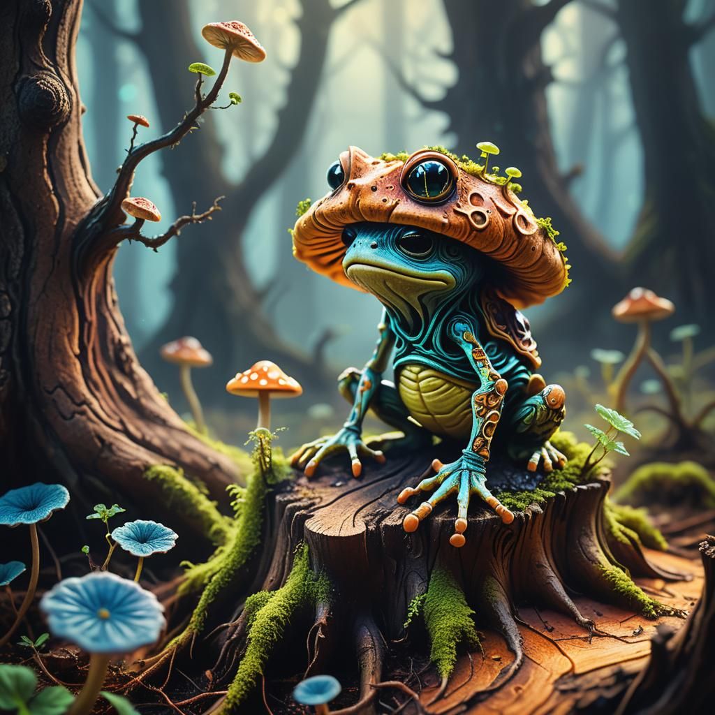 Surreal Alien Plantoid on Exoplanet, Xenobiological Illustra...