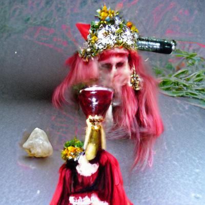 Ruby Witchcraft Priestess with Flower Diadem