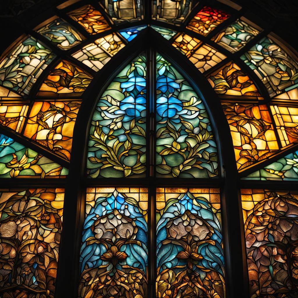 Hyperrealistic Stained Glass Lamp Shade in HDR