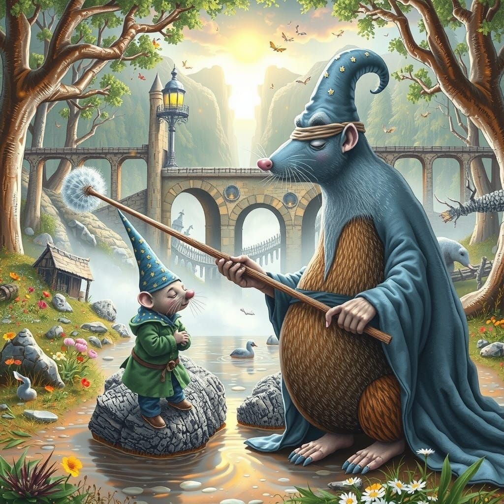 Surreal Mouse Wizard in Postimpressionist Dreamscape