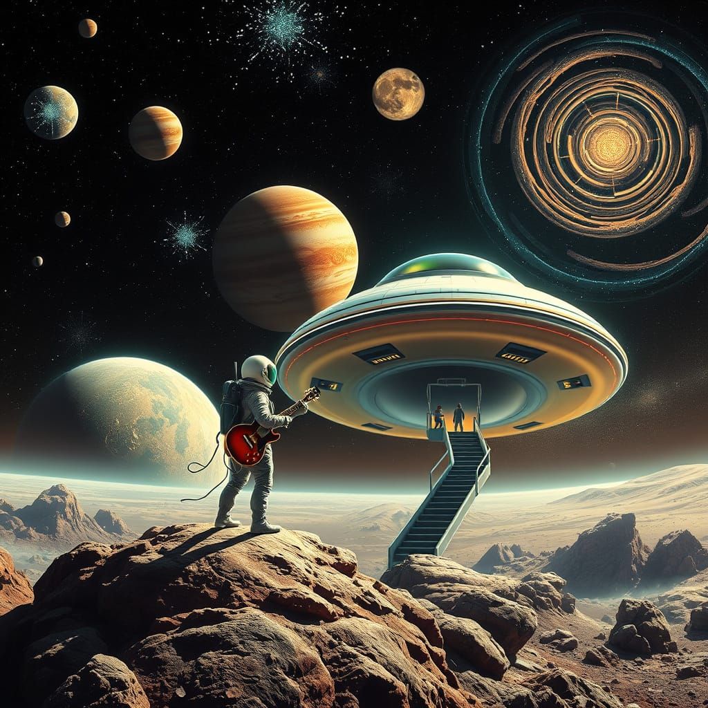 Astronaut Hitchhikes Ride on Asteroid with UFO