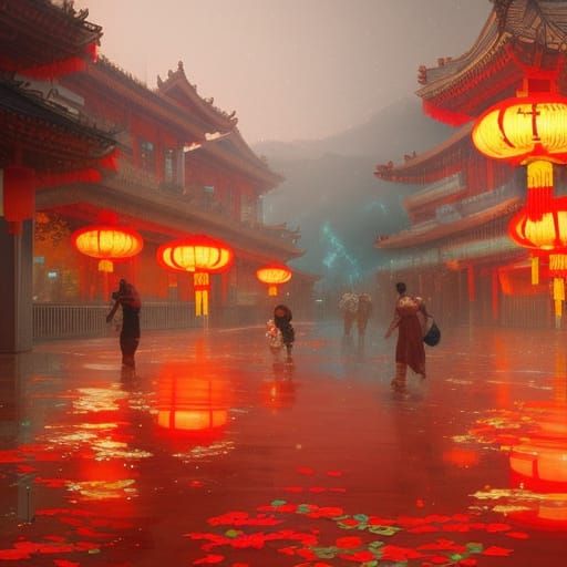 Chinese Red Festival: Hyperdetailed Concept Art
