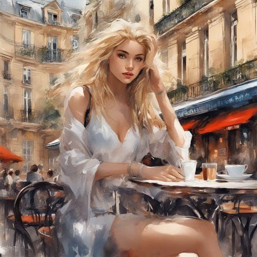 Charming French Student in Paris: Splash Art Portrait