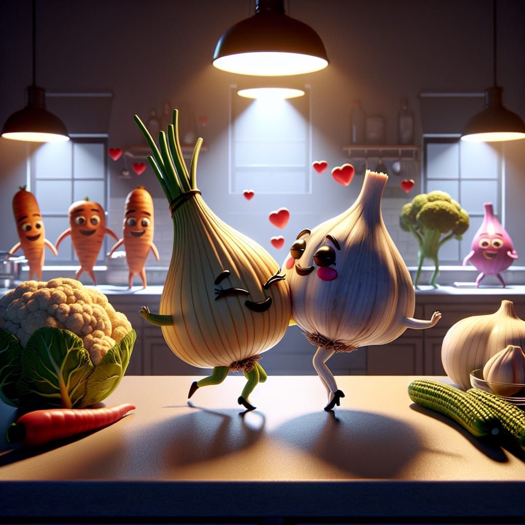 Whimsical Kitchen Dance in Charming 3D Style