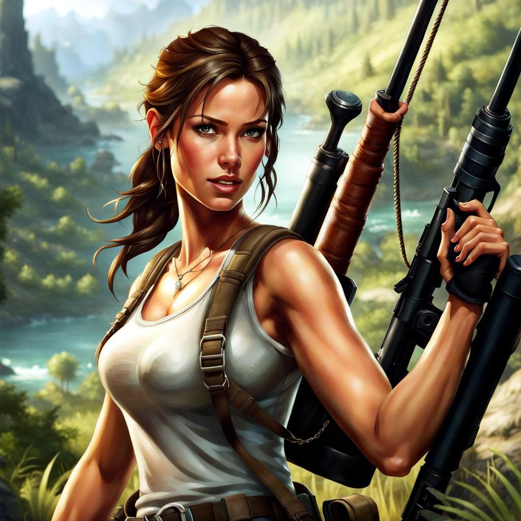 Ultra Attractive Lara Croft in Epic Adventure Scene
