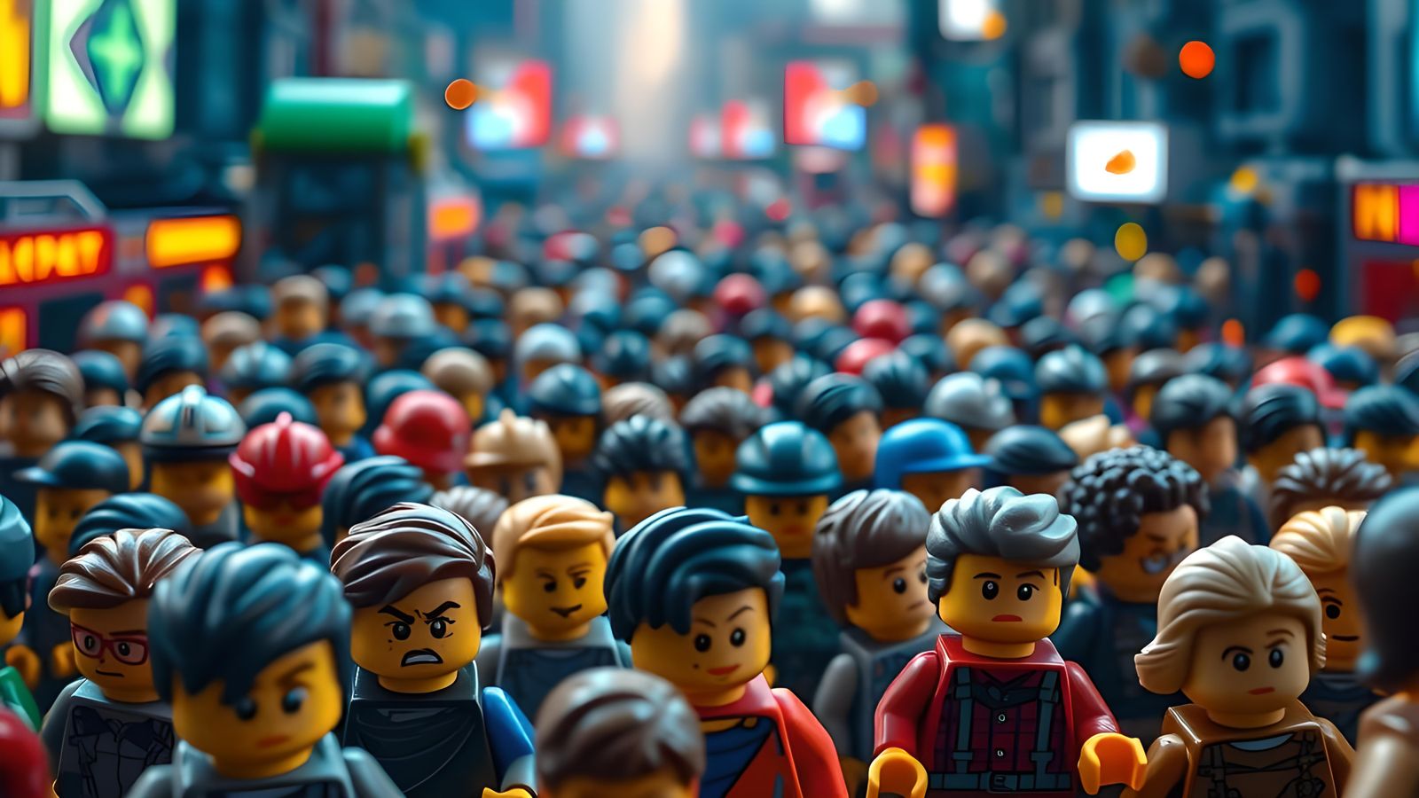 Lego People Stuck in Traffic: Hyperrealistic Art