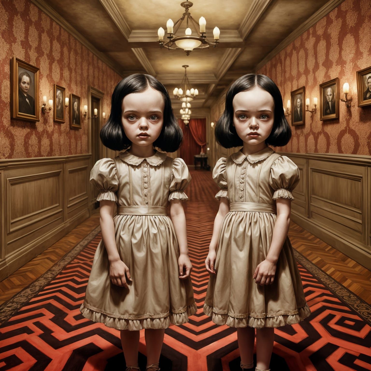 The Shining Twins in Gothic Horror Style