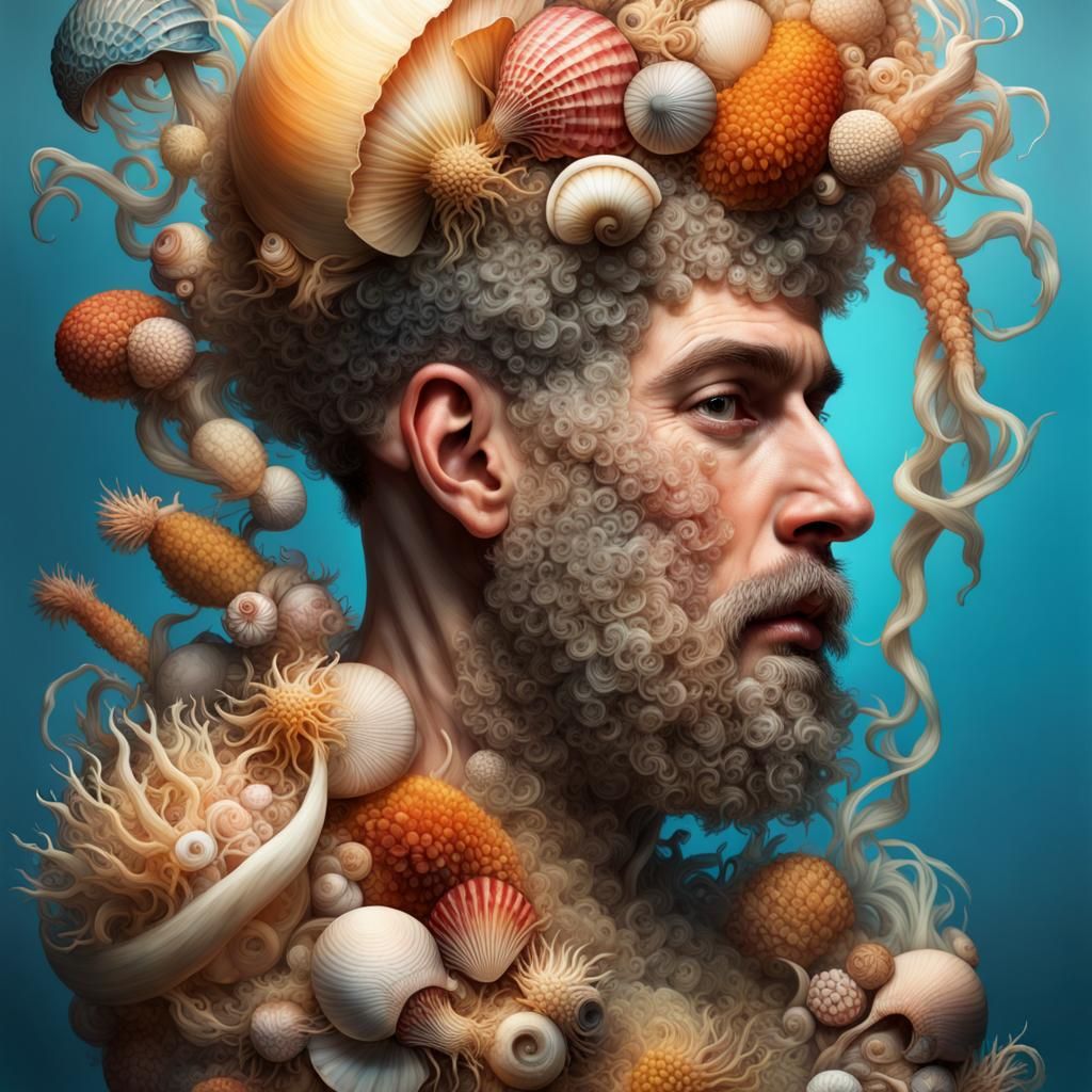 Medusa Man Shell Body Arcimboldo Style