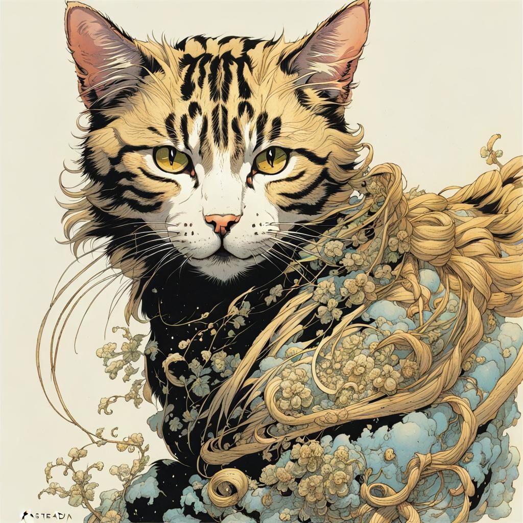 Cat Portrait in Manga Style