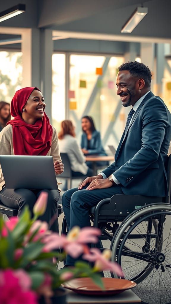 Diverse Colleagues Thrive in Modern Office