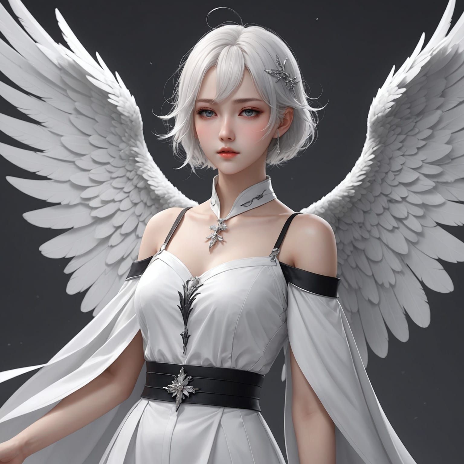 Marble Angel Woman in 3D Anime Style