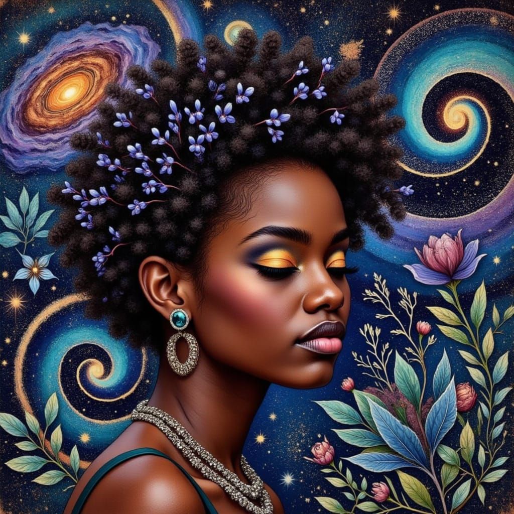 <lora:Vintage Wildlife:1.0>  stripes all over a black female's face creative and beauty and a masterpiece with pretty sh...