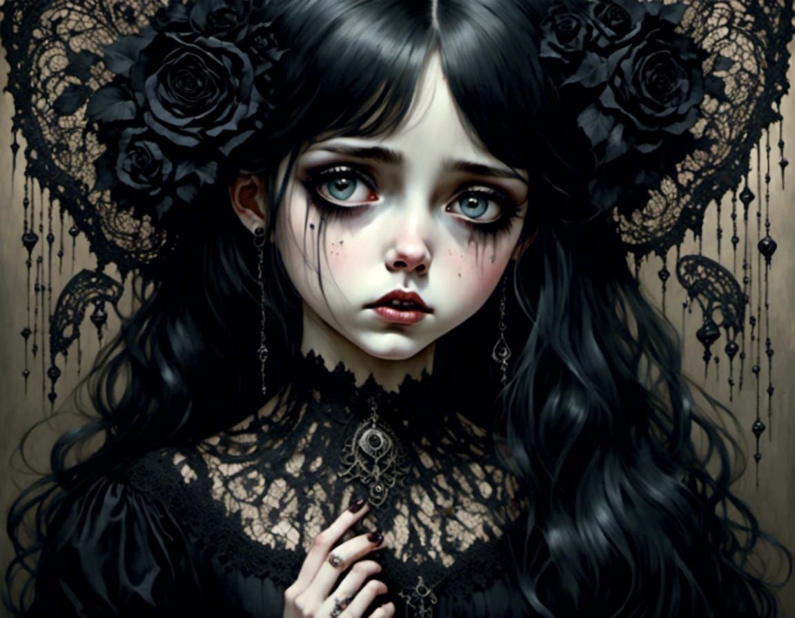 crying gothic girl