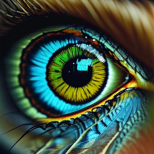 Monarch Butterfly Reflected in a Green Eye: Hyperrealism