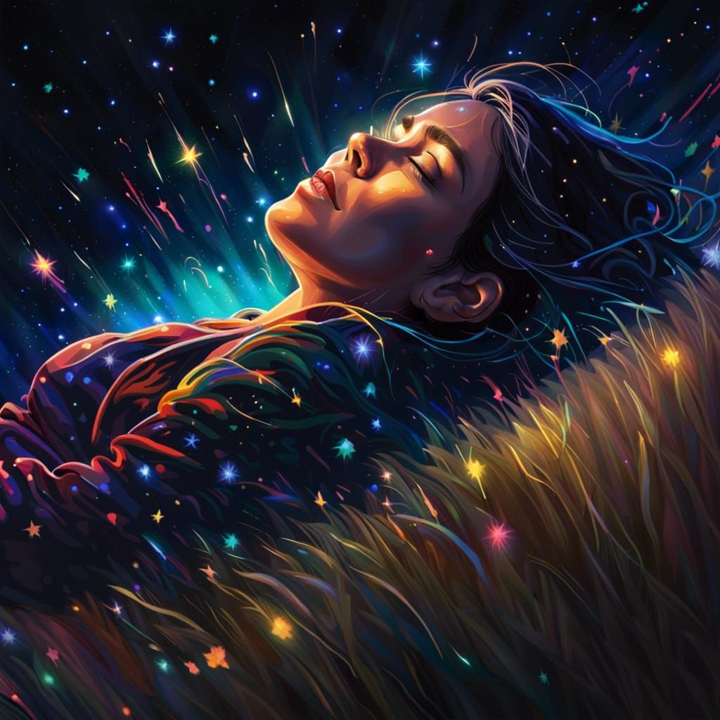 Night Sky Stargazing in a Hyperrealistic Style