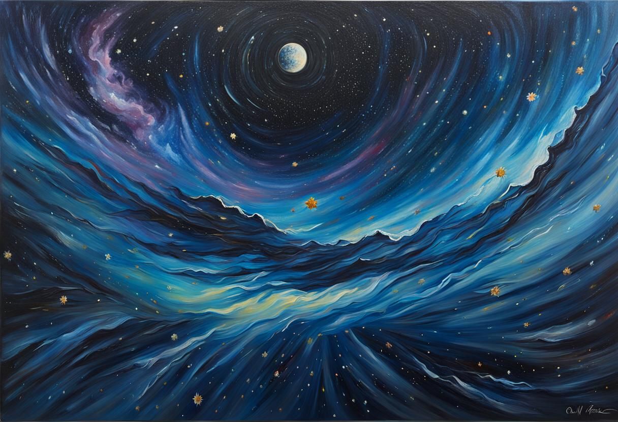 Vibrant Cosmos in Oil Painting Style