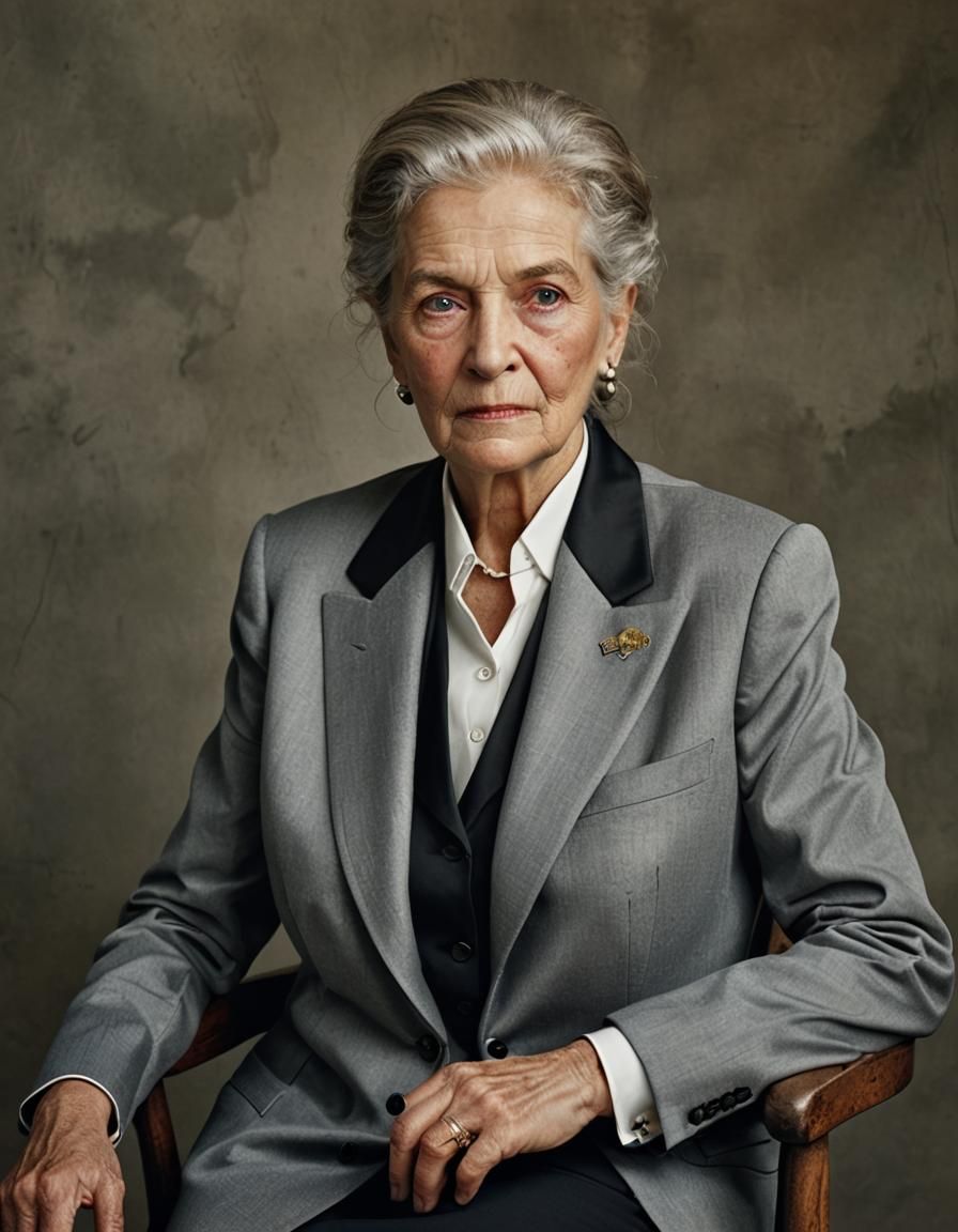 Glamorous Elderly Woman in Tuxedo, Professional Portrait