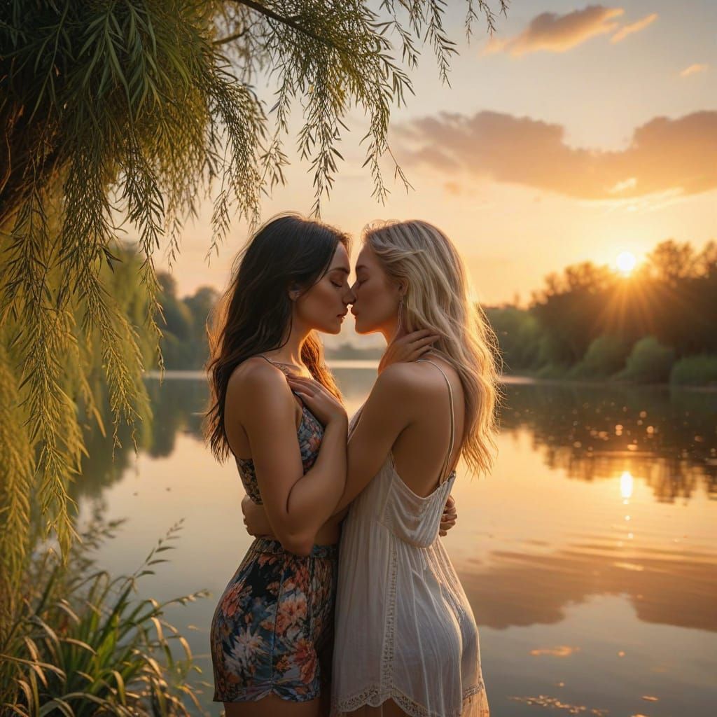 Romantic Sunset by the Lake in Soft Focus