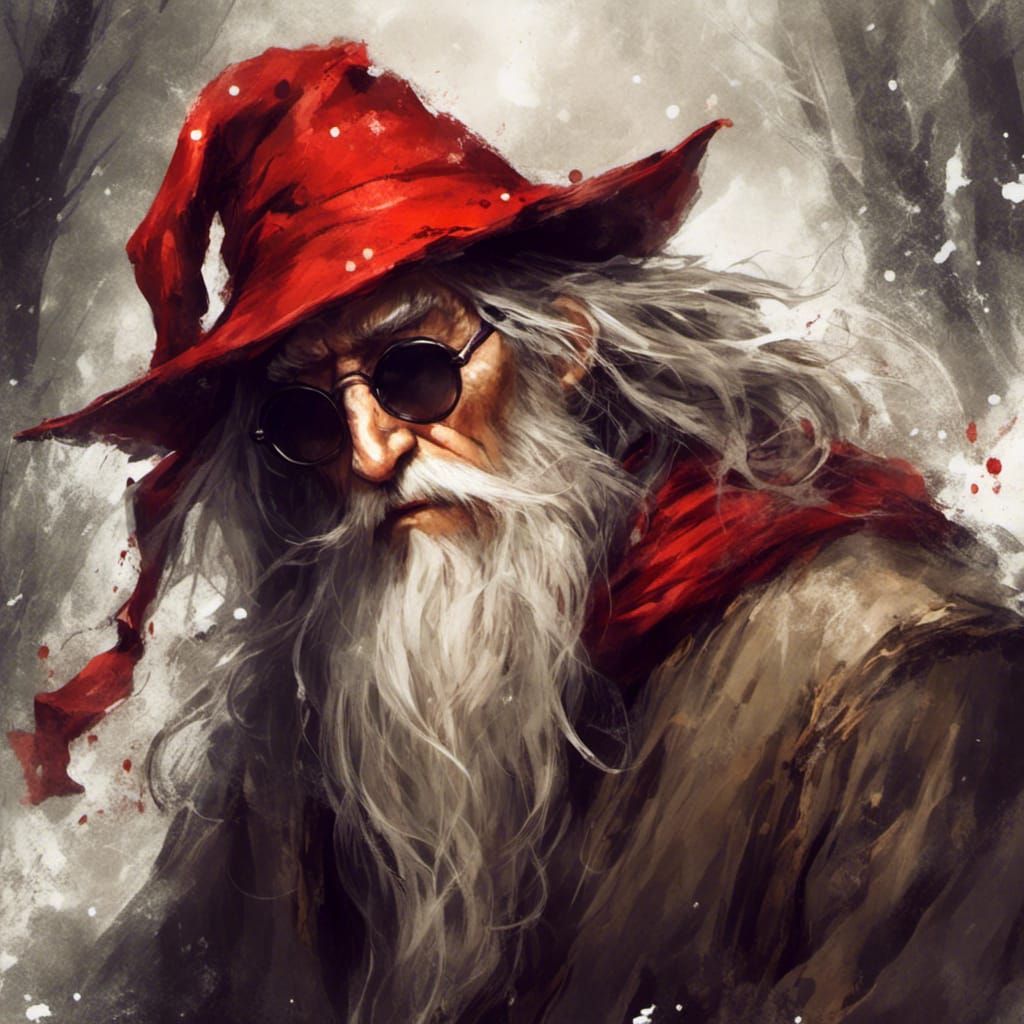 Gandalf in Anime Style with Christmas Cap