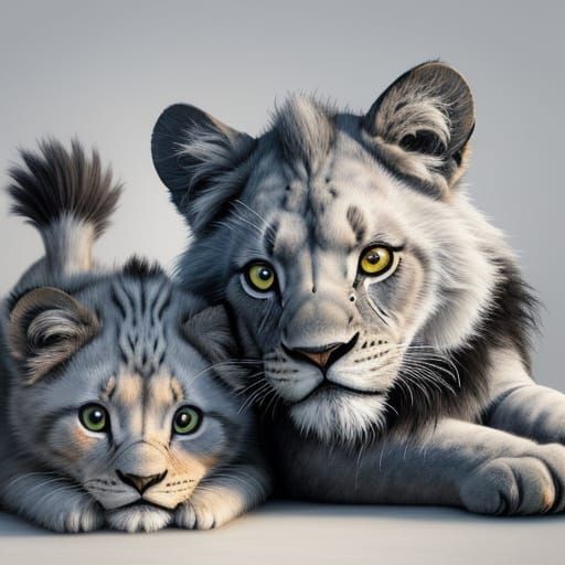 Adorable Kitten, Lion, and Duckling Play in Sunny Meadow