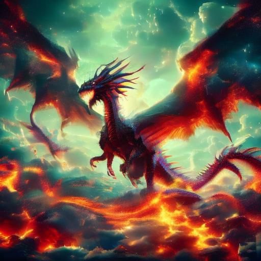 Plasma Dragon in Space: Vibrant Digital Art