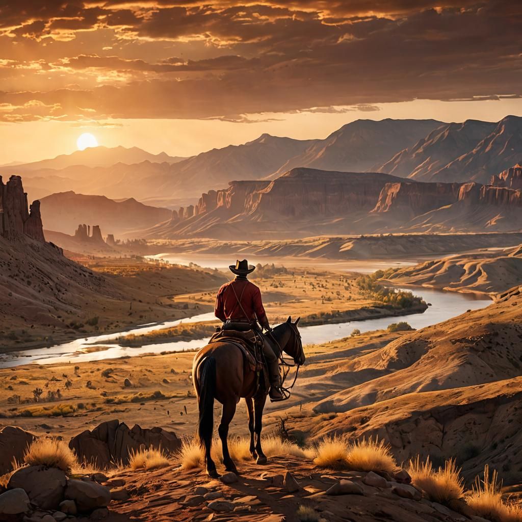Cowboy Sunset in Red Dead Redemption Style