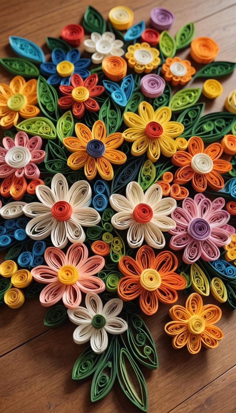 Quilling Bouquet in Hyperrealistic Photorealism