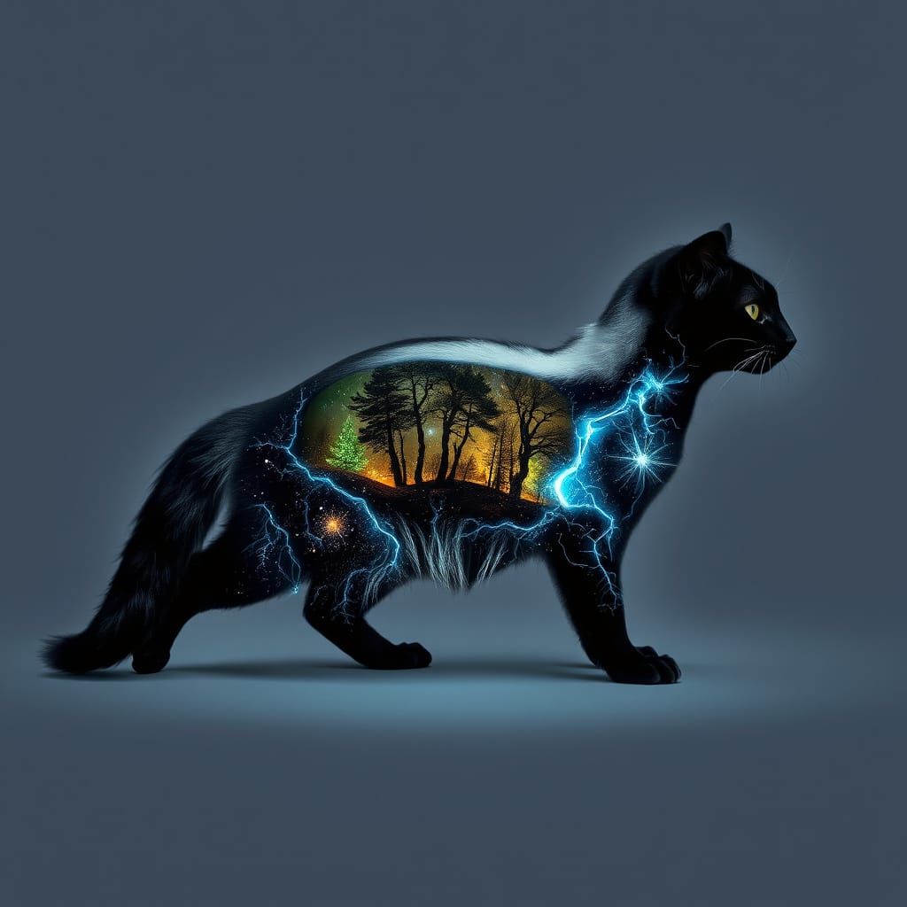 Skunk Merged with Bioluminescent Starscape
