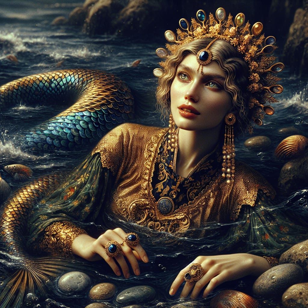 Surreal Georgian Goddess Emerges from Ancient River Depths i...