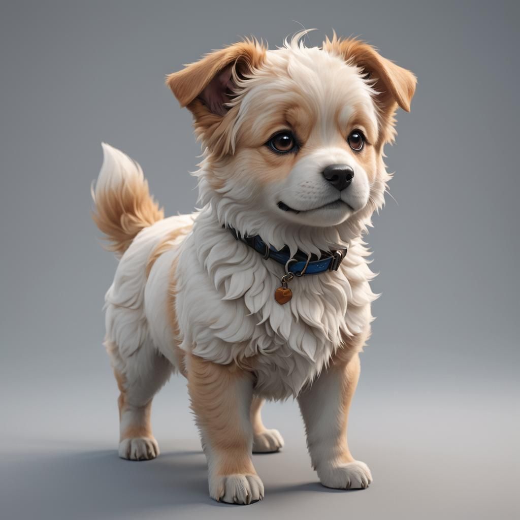 Adorable Dog in 3D Anime Style