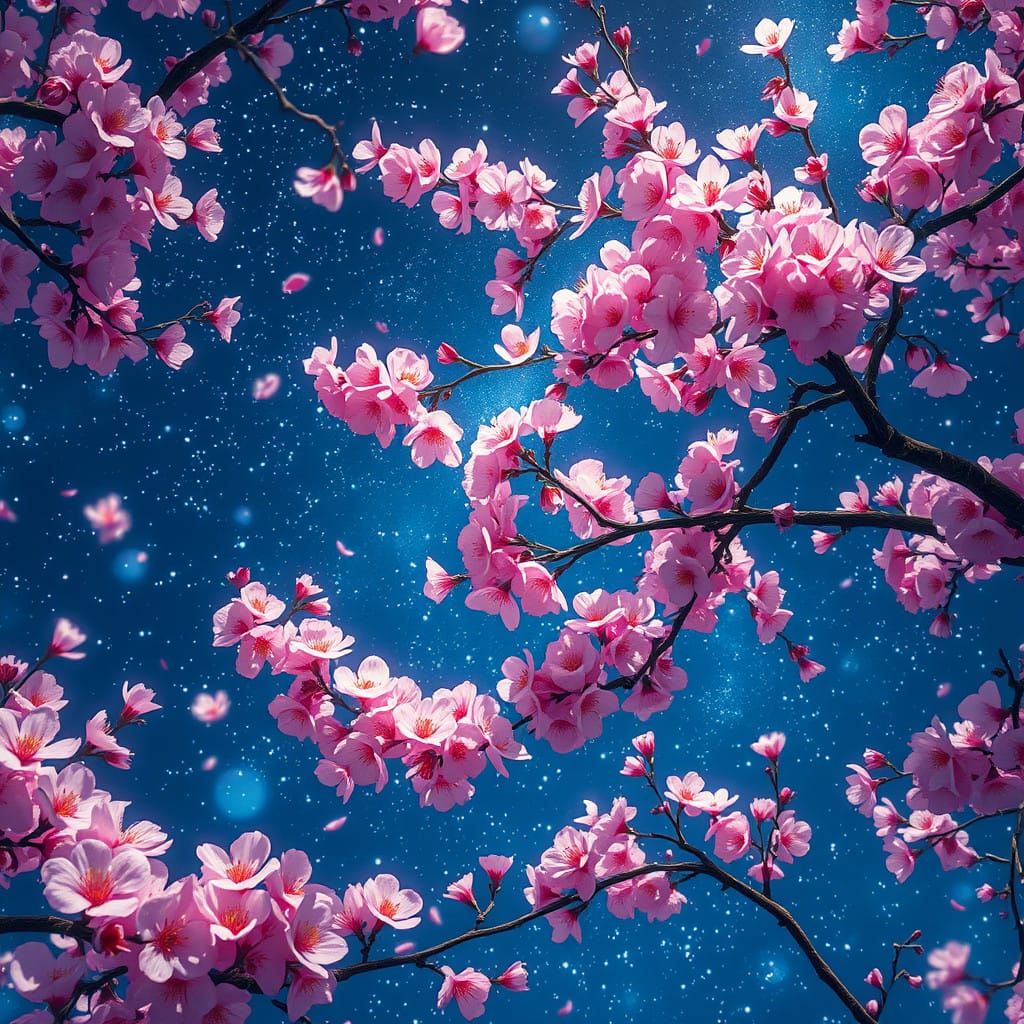 Whimsical Cherry Blossoms in a Fantasy Realm