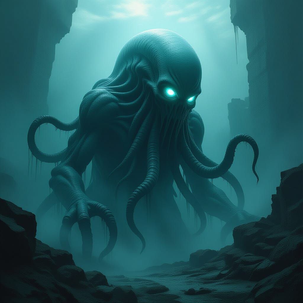 Eldritch Creature in Dark Biomechanical Style