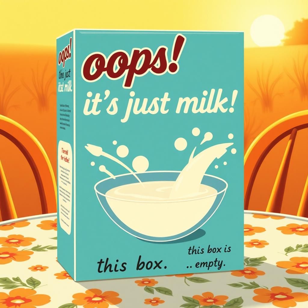 Vintage Cereal Box: Oops! It's Just Milk!