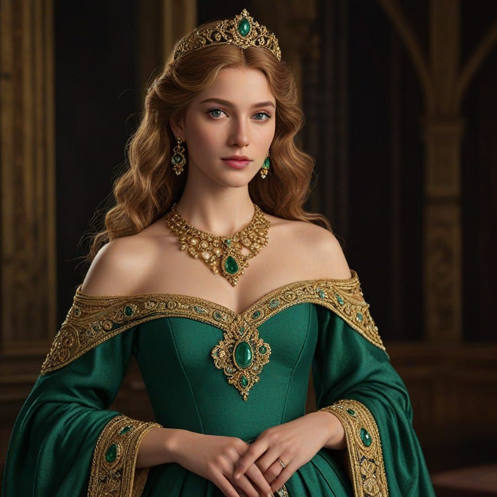 Regal Woman in Opulent Renaissance Attire