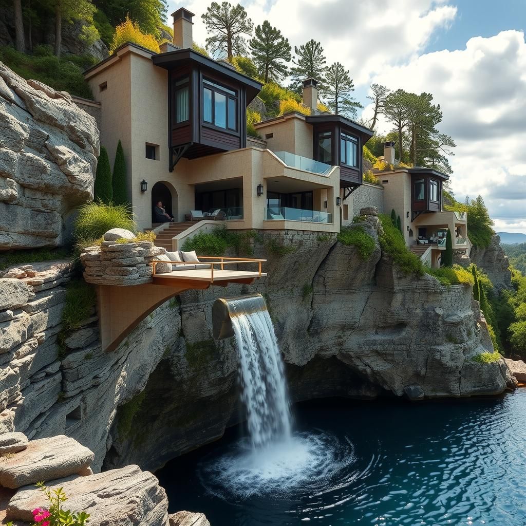 Architecturally Unique Cliffside House Near Watering Hole