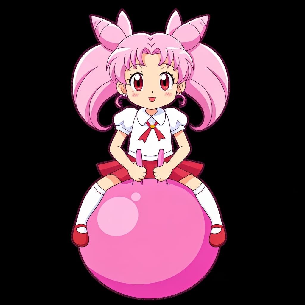 Chibiusa Bouncing on Hopper Ball in Anime Style
